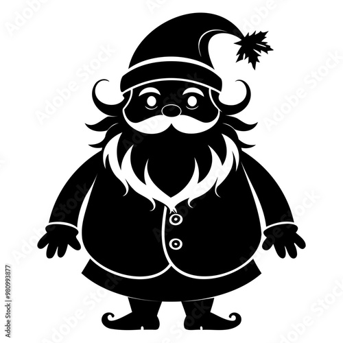 Santa Claus black silhouette transparent background Halloween Design