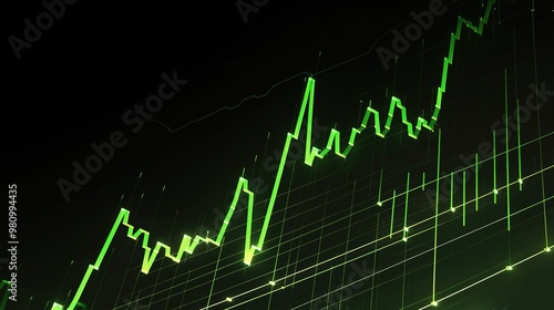 Close-up of a clear financial graph on a computer screen, displaying precise market trends and data points with high clarity