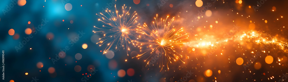 Fototapeta premium Stunning New Year 2025 Fireworks Display: Vibrant Colors & Patterns Illuminate the Night Sky Celebrating the Arrival of the New Year | Captivating Photo Stock Concept