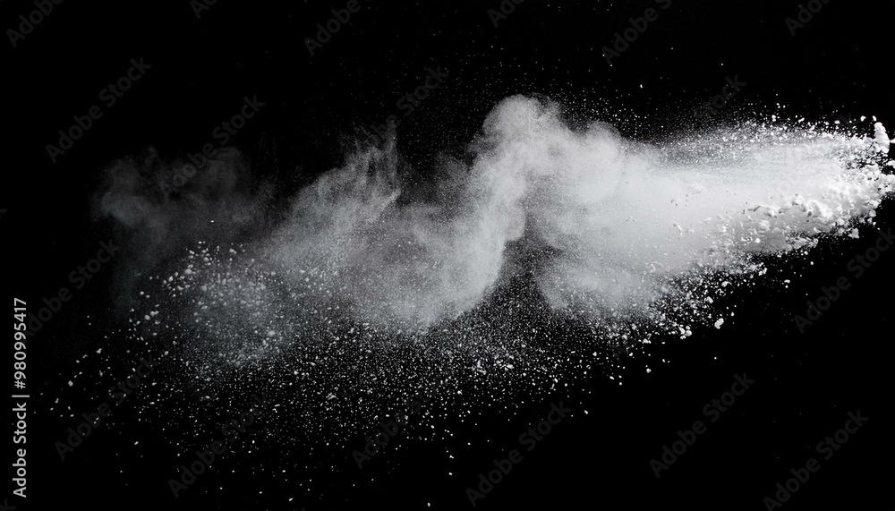 Abstract white powder explosion isolated on black background. Abstract white powder explosion isolated on black background.