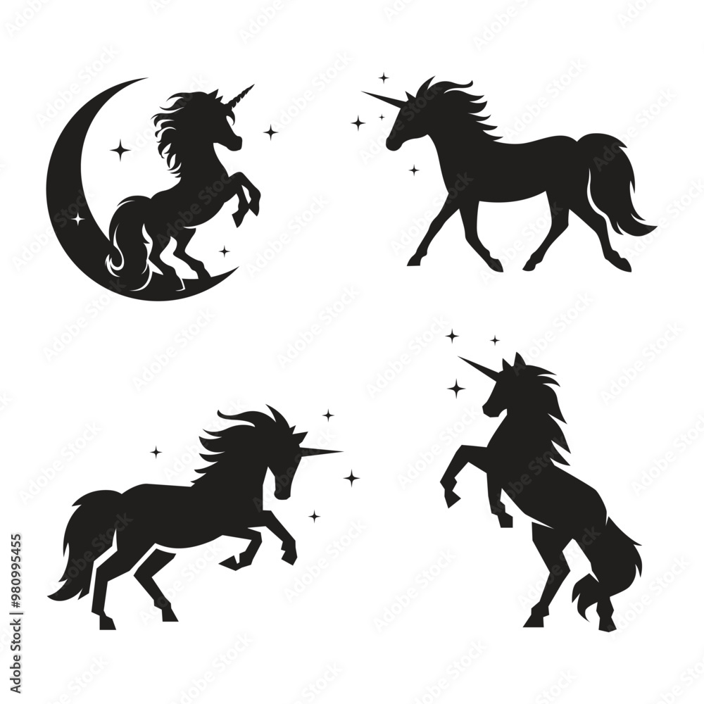 elegant unicorn silhouette, unicorn vector elegant unicorn silhouette, unicorn vector