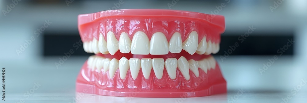 Obraz premium Mockup of a human jaw on a table in a dental office