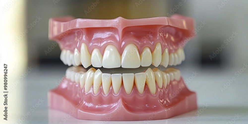 Obraz premium Mockup of a human jaw on a table in a dental office