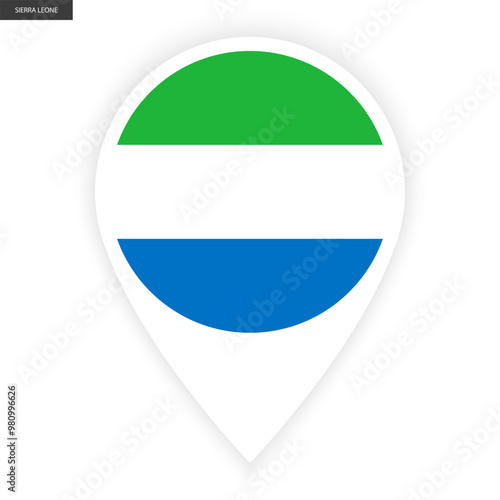 Free Download Sierra Leone marker icon with white border on white background. Sierra Leone pin icon isolated on white background - GFXLoad