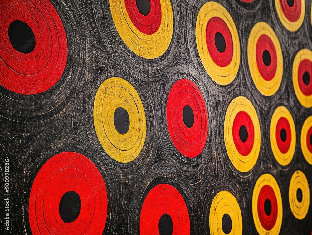 Fototapeta premium Close-up of textured wall with circular patterns