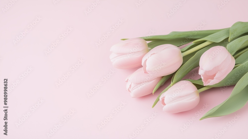 A delicate arrangement of soft pink tulips lying on a matching pink background, creating a beautiful and serene composition. Perfect for spring-themed designs, floral decorations, or greeting cards. A delicate arrangement of soft pink tulips lying on a matching pink background, creating a beautiful and serene composition. Perfect for spring-themed designs, floral decorations, or greeting cards.