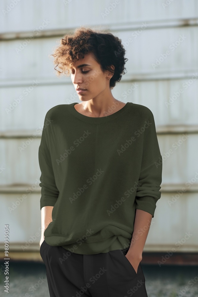 Obraz premium Women's green sweaters, winter fashion