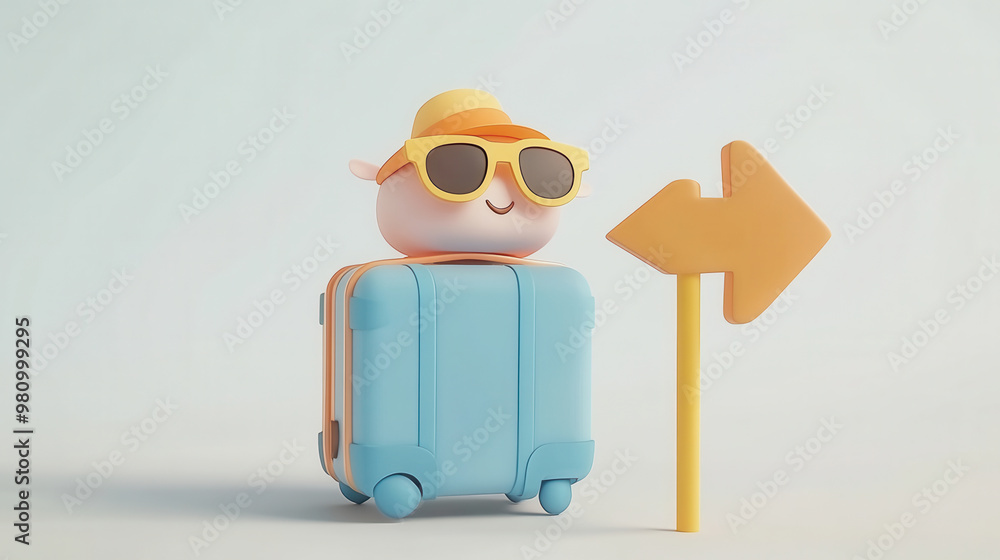 Fototapeta premium Travel vacation theme suitcase suitcase box illustration