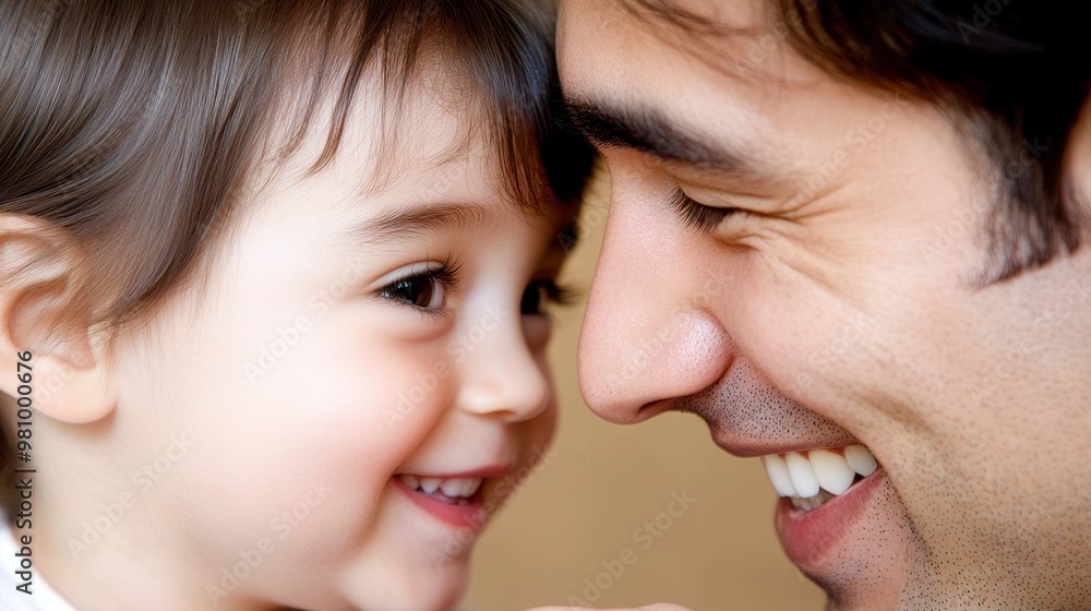 Joyful Father and Child Sharing Tender Moment Up Close Joyful Father and Child Sharing Tender Moment Up Close