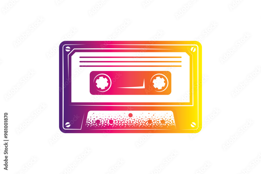 Fototapeta premium Audio cassette. Original vector illustration in vintage style. T-shirt design.