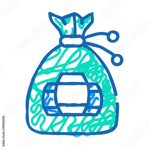 lottery kegs bag doodle icon sketch vector. lottery kegs bag sign. isolated symbol illustration