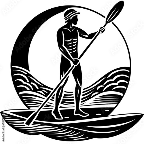 paddle boarding silhouette vector 