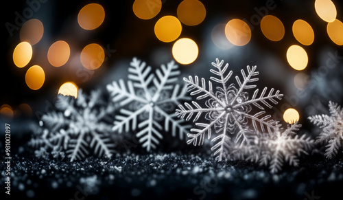 Snowflakes with bokeh background