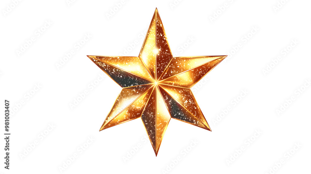 Golden star with glitter transparent background Golden star with glitter transparent background