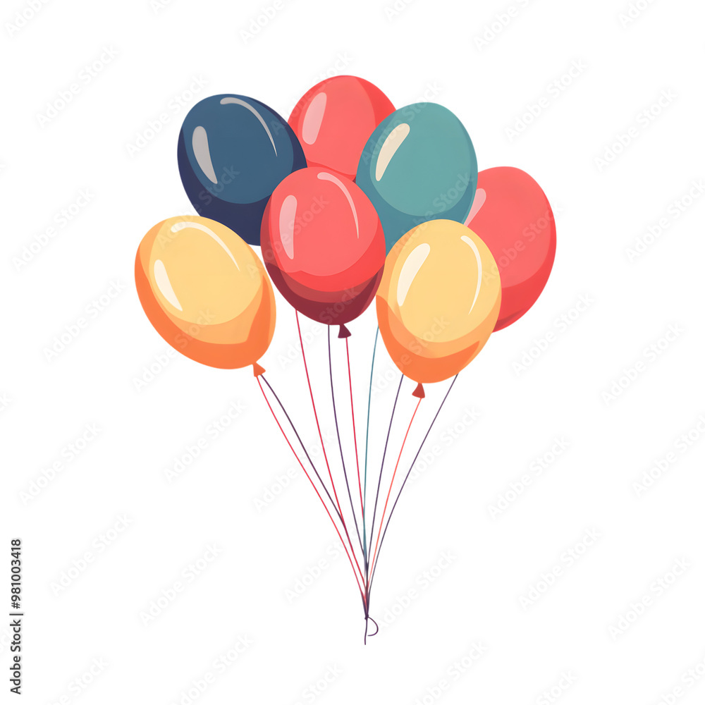 Colorful balloons bunch isolated transparent background Colorful balloons bunch isolated transparent background