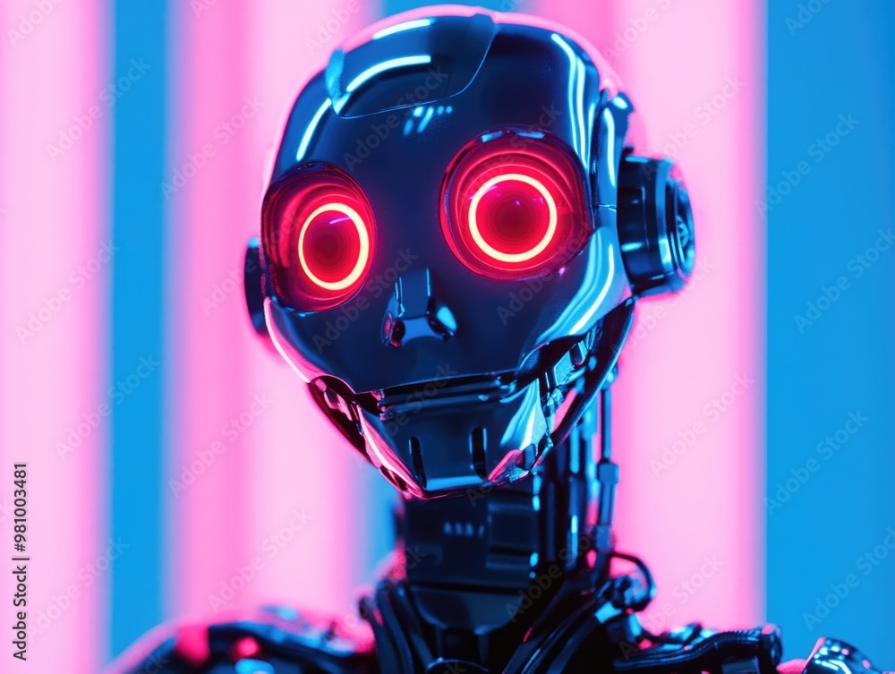 Robot with red eyes Robot with red eyes