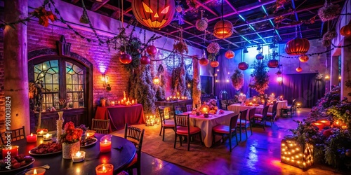 Spooky decorations and eerie lighting transform a New Jersey venue into a hauntingly festive atmosphere, perfect for an