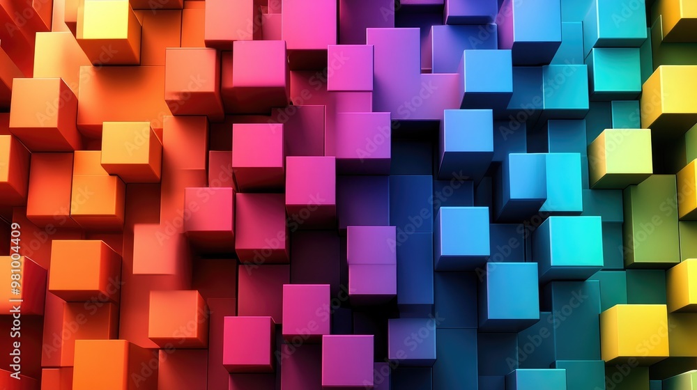 Dynamic 3D cube pattern with vibrant colors and prominent edges, forming an intricate geometric design with depth and visual interest Dynamic 3D cube pattern with vibrant colors and prominent edges, forming an intricate geometric design with depth and visual interest