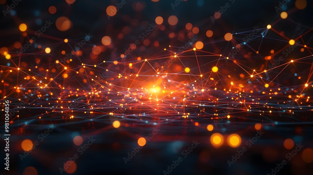 Obraz premium High-tech visualization of global network analysis, showing interconnected nodes and global data flow