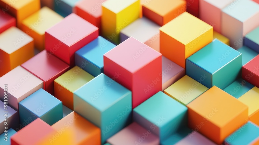 Stunning 3D geometric pattern with colorful cubes, featuring prominent edges and dynamic depth, forming a visually striking design Stunning 3D geometric pattern with colorful cubes, featuring prominent edges and dynamic depth, forming a visually striking design