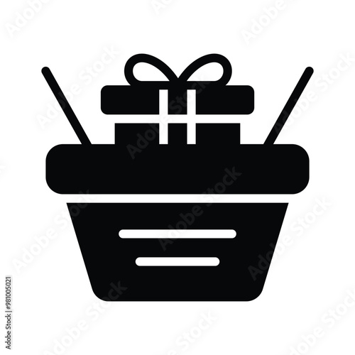 Present a variety of items with this gift basket icon for celebrations
