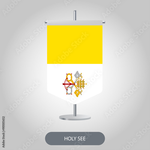 Holy See table flag on light grey background. Holy See desk flag isolated on grey background