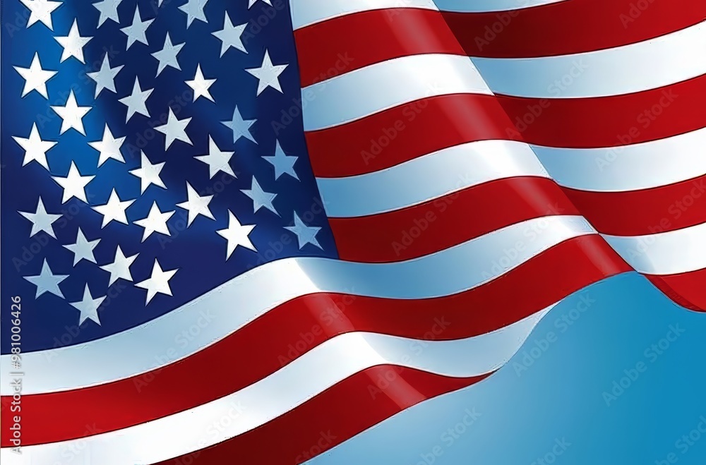 Fototapeta premium A close-up of the United States flag waving gracefully in the breeze.