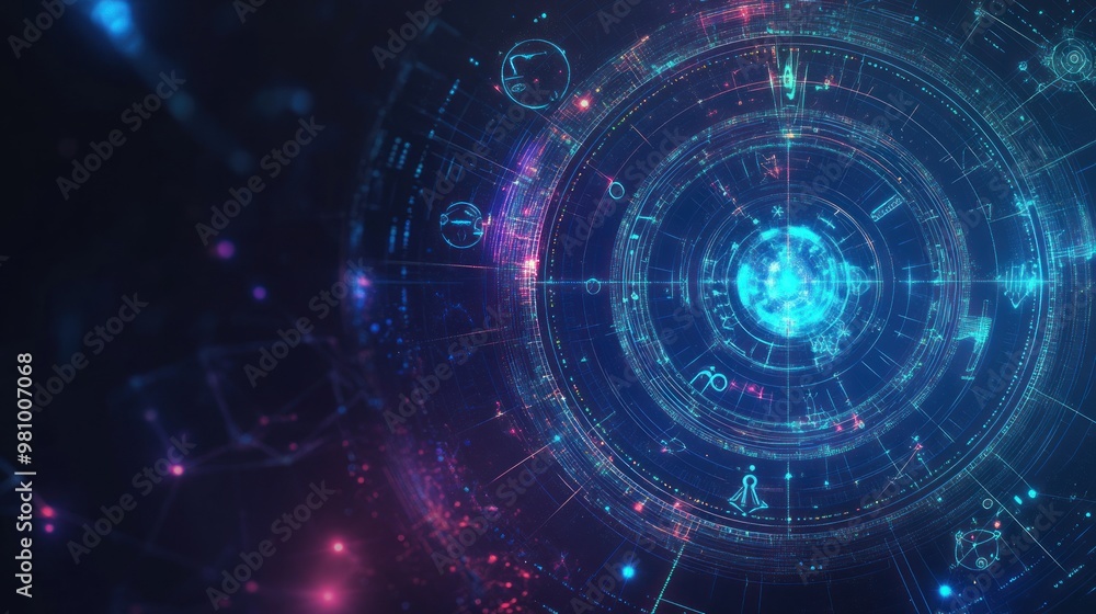 Abstract Digital Art with Circle and Symbols Abstract Digital Art with Circle and Symbols