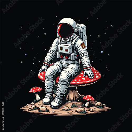 Astronaut  Vector Illustration For T Shirt Design