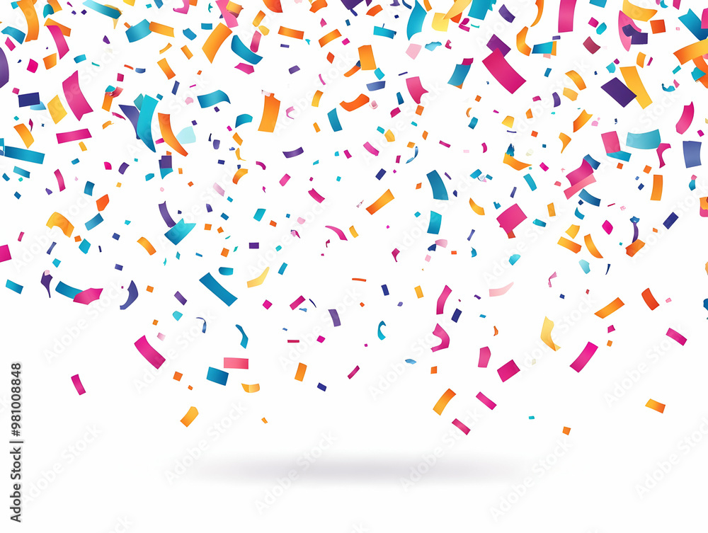 Flat Plain White Background with Colorful Confetti Burst for New Year 2025 Celebration - Clean Design & Ample Copy Space Flat Plain White Background with Colorful Confetti Burst for New Year 2025 Celebration - Clean Design & Ample Copy Space