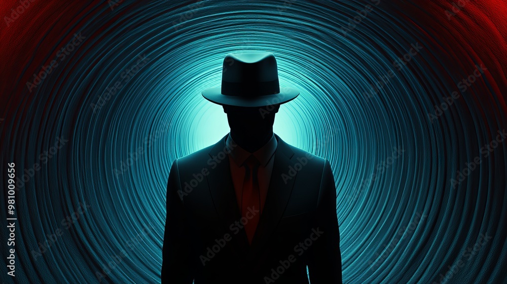A man in a hat and suit standing in a tunnel A man in a hat and suit standing in a tunnel