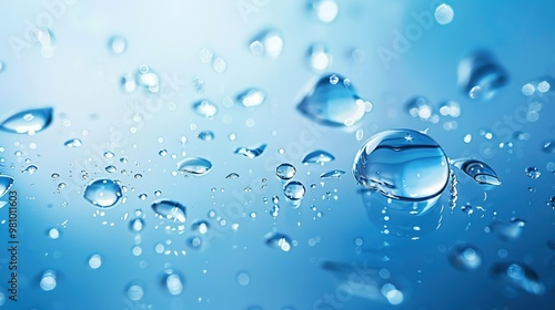 water or rain drops on blue background