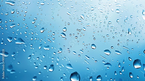 water or rain drops on blue background