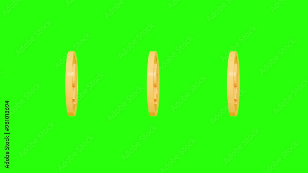 Rotating Golden Coins on a green background Chroma key. Falling Dollar signs as a symbol of Profit, Cashback or Payment. Looping 3D animation in Ultra HD 4k. Rotating Golden Coins on a green background Chroma key. Falling Dollar signs as a symbol of Profit, Cashback or Payment. Looping 3D animation in Ultra HD 4k.