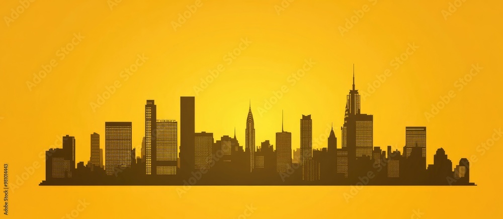 Obraz premium Golden silhouette of a city skyline Simple flat illustration suitable for tourism presentations banners placards or websites featuring notable landmarks