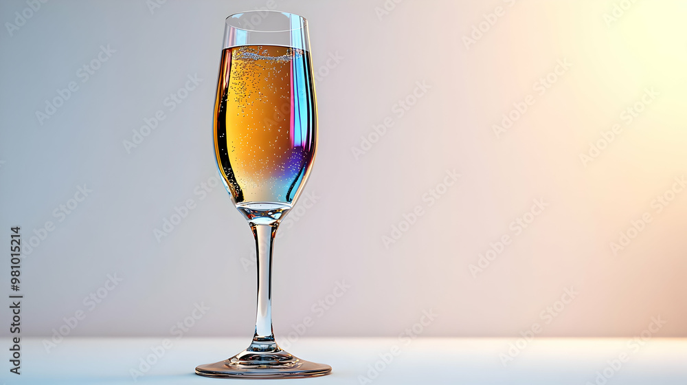 3D Holographic Champagne Flute Base Concept - Intricate Patterns & Reflections, Medium Shot on White Background with Copy Space 3D Holographic Champagne Flute Base Concept - Intricate Patterns & Reflections, Medium Shot on White Background with Copy Space