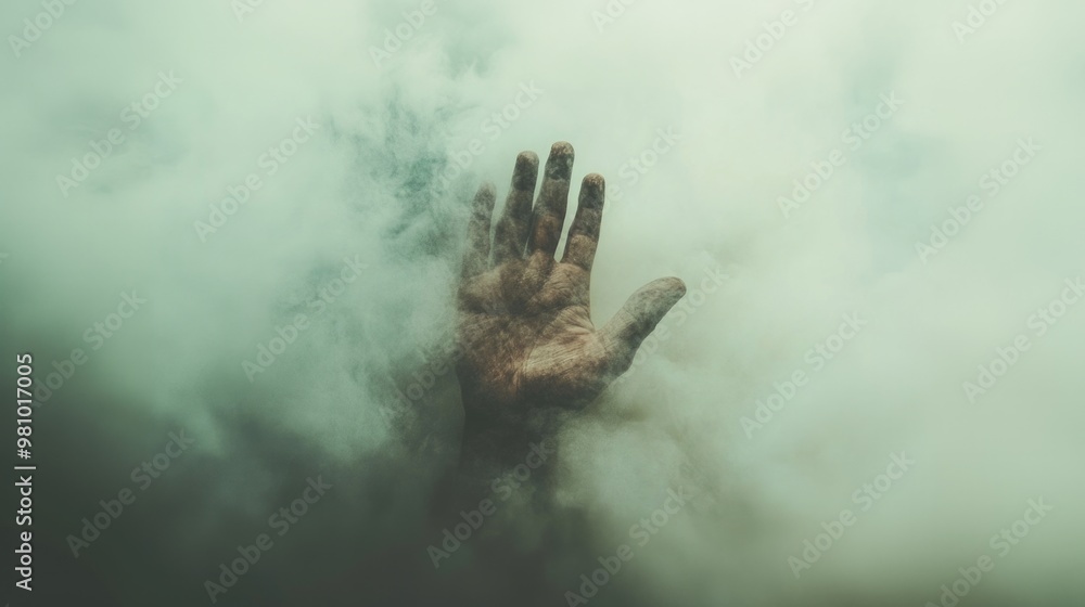 Man's hand emerging from the smoke.
Man's hand emerging from the smoke.