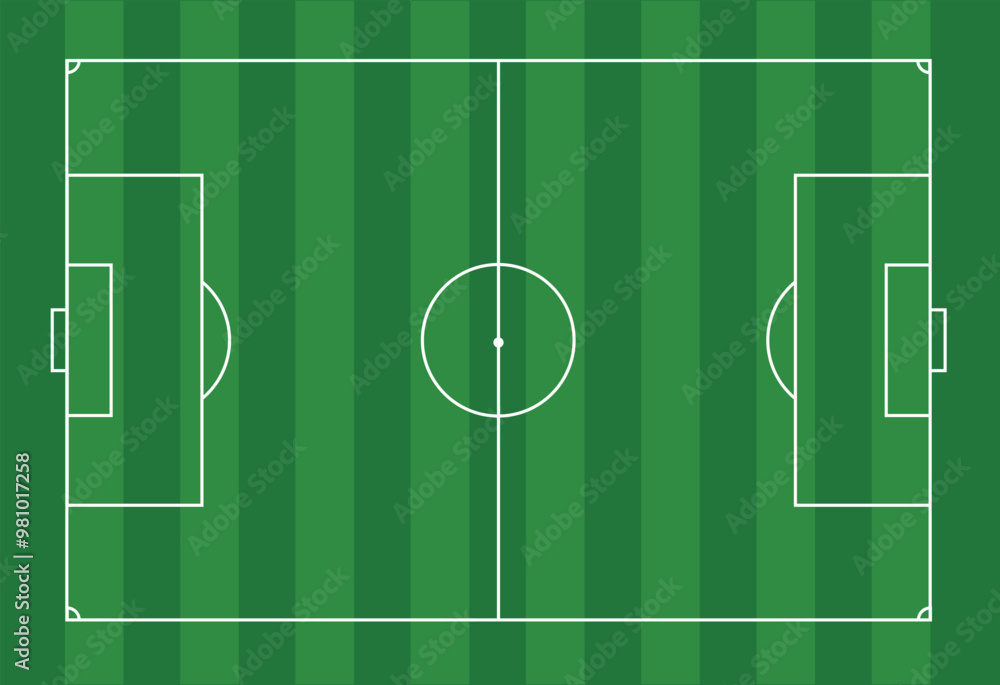 Soccer field. Sport Football pitch. Football empty Stadium with green grass. Football ground. Green texture with stripes and white lines. Corner, penalty and center. Football match. Playground Vector Soccer field. Sport Football pitch. Football empty Stadium with green grass. Football ground. Green texture with stripes and white lines. Corner, penalty and center. Football match. Playground Vector