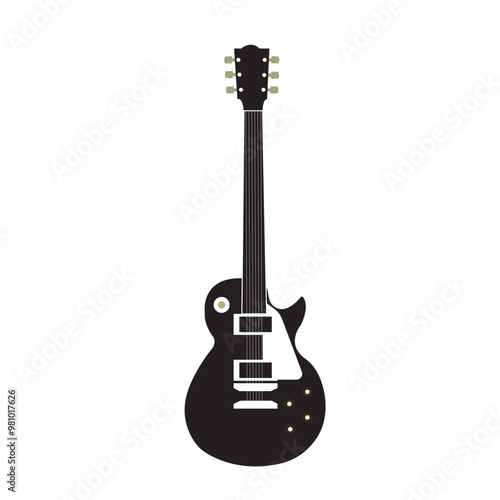 vector electric guitar instrument music black white and background white