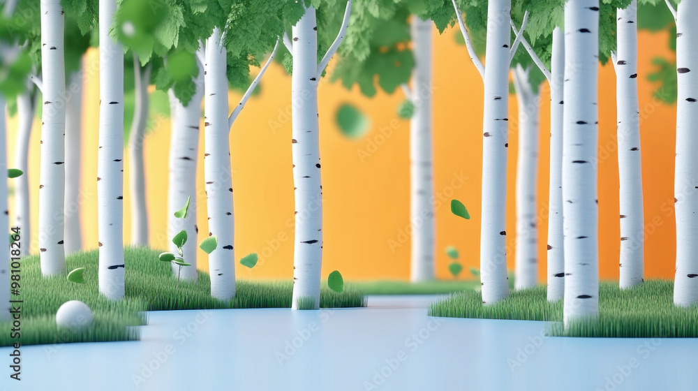 Obraz premium Autumn outdoor nature scenery in illustration style