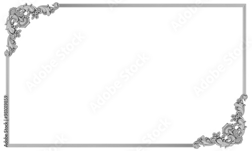 Frame with decorative elements in a classic style. Template with an empty space for the text of an invitation, postcard. Isolated object on a transparent background