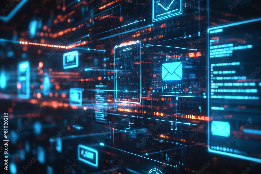 futuristic virtual interface marketing data flows across a digital futuristic virtual interface marketing data flows across a digital