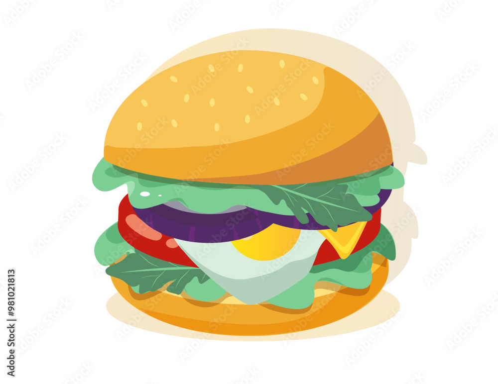 cute burger with tender meat and fresh veggies cute burger with tender meat and fresh veggies