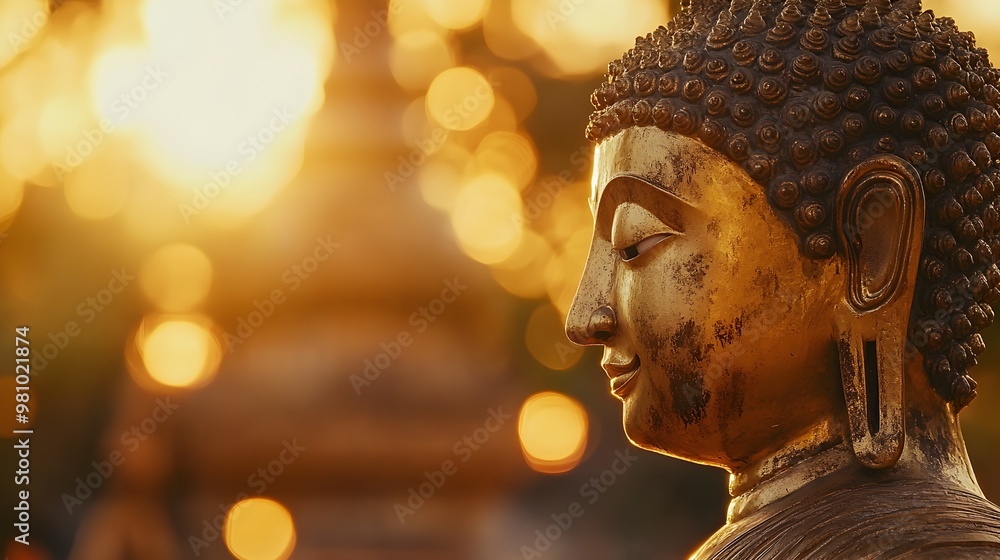 Glowing Buddha Statue in Serene Spiritual Landscape Glowing Buddha Statue in Serene Spiritual Landscape