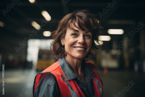 Portrait of a smiling middle aged female warehouse worker