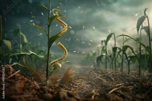 Futuristic GMO concept with advanced genetic modifications .in plants photo