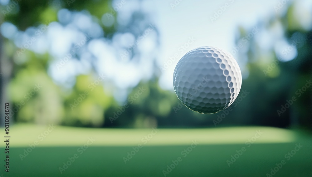 Golf Ball in Flight on a Sunny Day Golf Ball in Flight on a Sunny Day