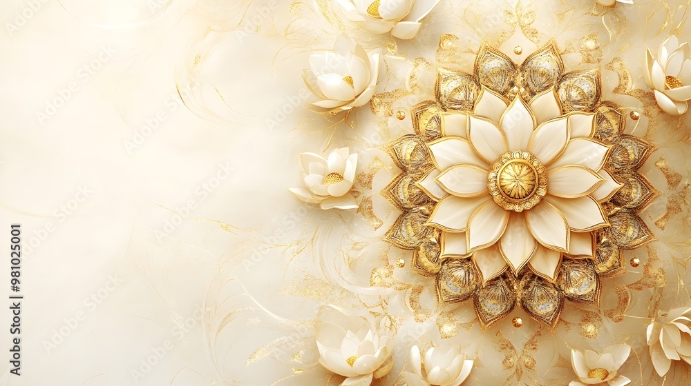 Ornate Golden Floral Mandala Pattern Abstract Art Background Ornate Golden Floral Mandala Pattern Abstract Art Background