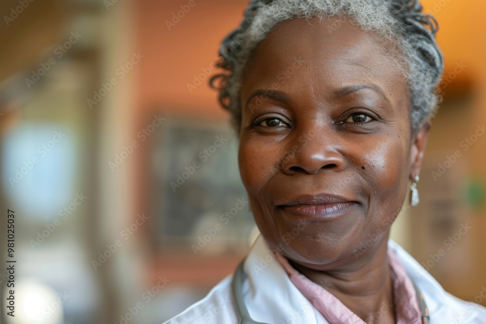 Portrait of a middle aged African American female registered nurse