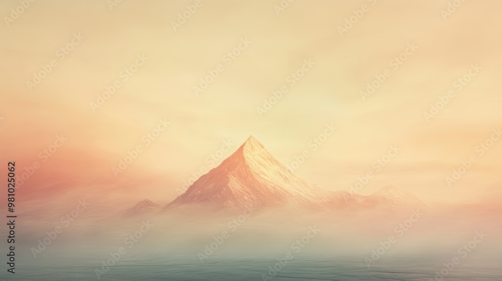Fototapeta premium Mountain peak emerging from misty haze at